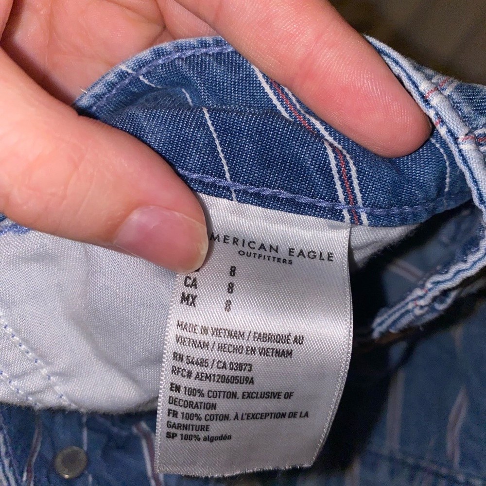 American Eagle Outfitters Blue Striped Jean Shorts - Picture 3 of 3